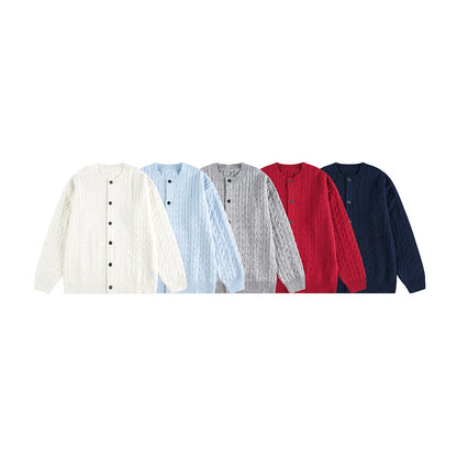 Knitted Cardigan Coat in  Braided Loose Casual Style